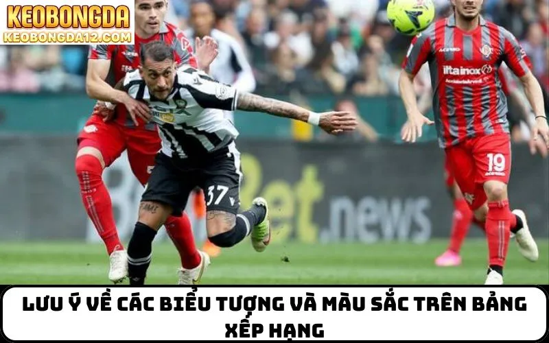 Lưu ý về các biểu tượng và màu sắc trên bảng xếp hạng